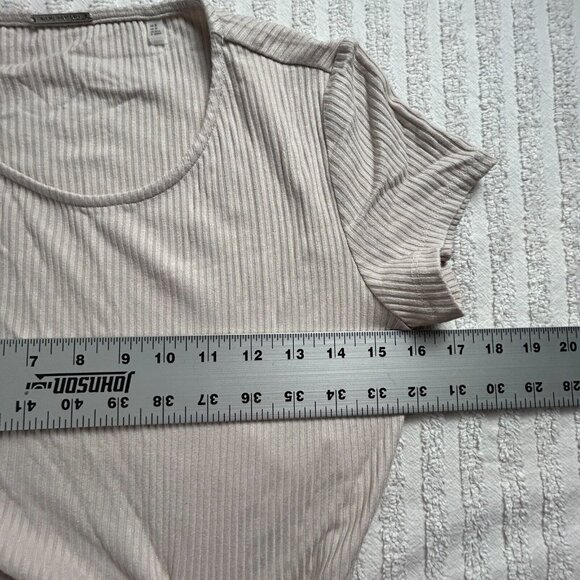 Elie Tahari Womens Dress Small Beige Twist Knot Ribbed Knit Short Sleeve Midi - Picture 6 of 9